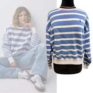 Ralph Lauren Blue and White Striped Fleece
